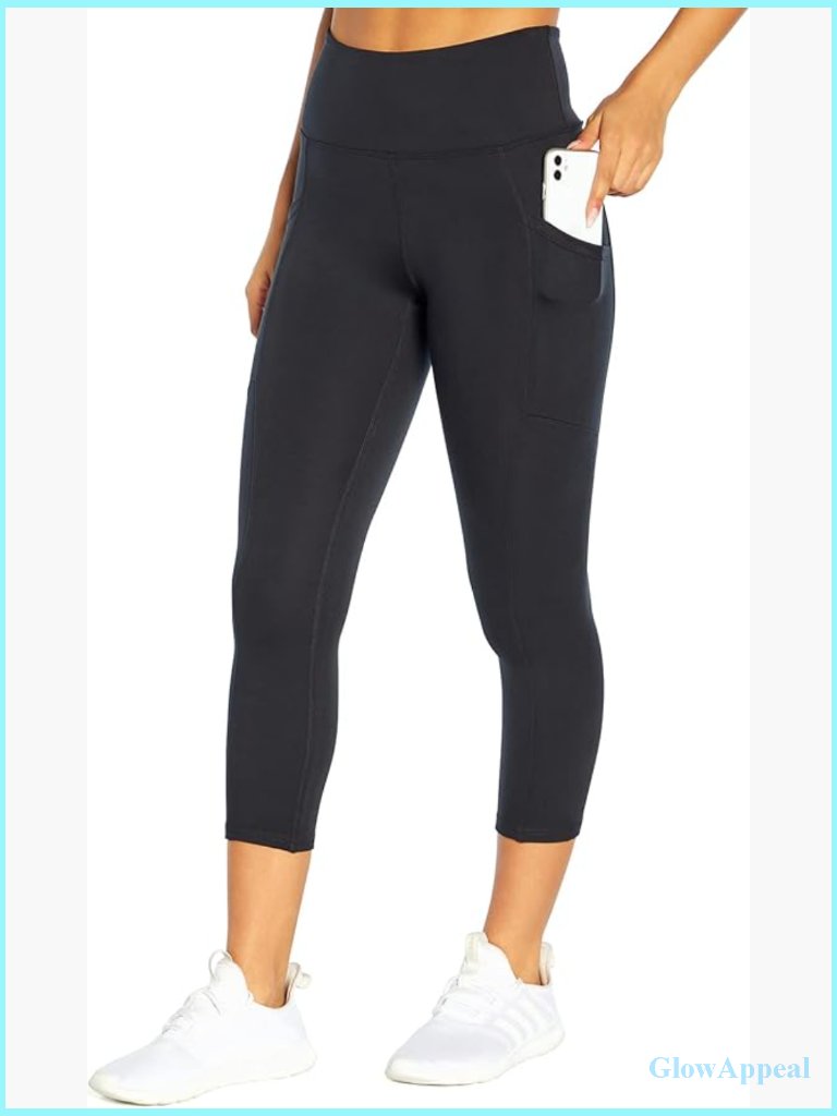 High Rise Pocket Capri Leggings 4" Waistband Tummy Control Workout